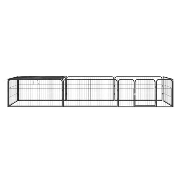 vidaXL Hondenkennel 8 panelen 100x50 cm gepoedercoat staal zwart