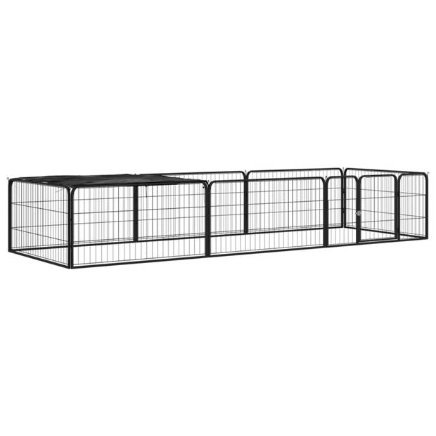 vidaXL Hondenkennel 8 panelen 100x50 cm gepoedercoat staal zwart