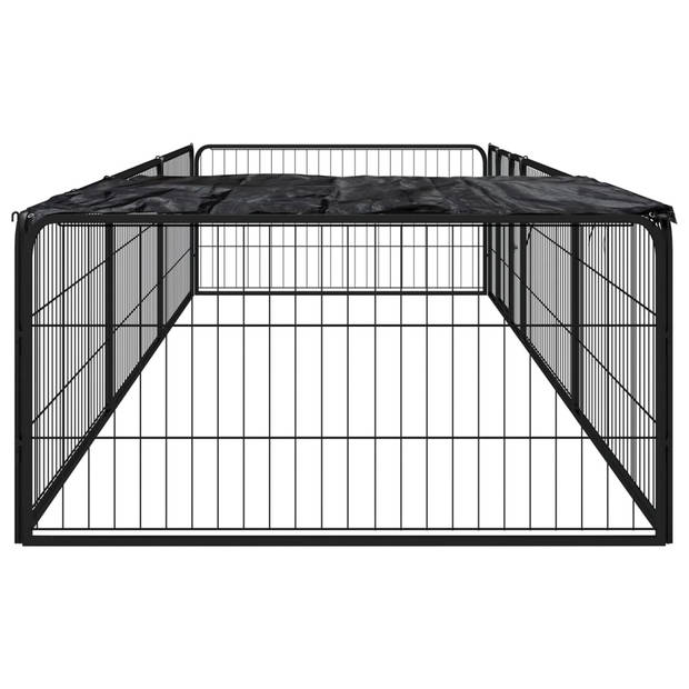 vidaXL Hondenkennel 8 panelen 100x50 cm gepoedercoat staal zwart