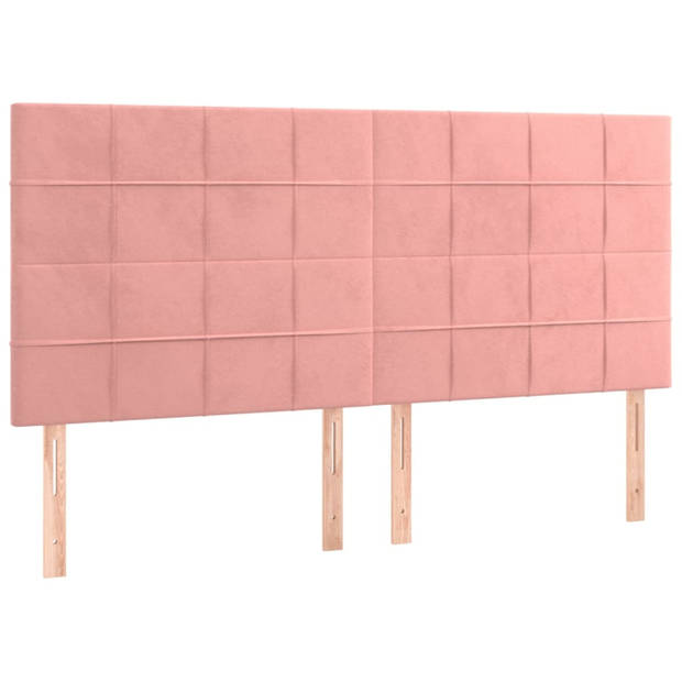 vidaXL Hoofdborden 4 st 100x5x78/88 cm fluweel roze