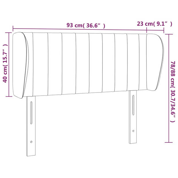 vidaXL Hoofdbord met randen 93x23x78/88 cm stof lichtgrijs