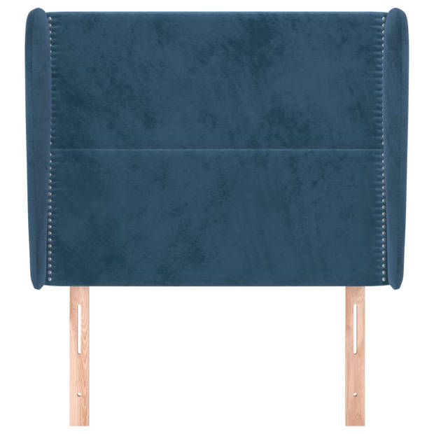 vidaXL Hoofdbord met randen 103x23x118/128 cm fluweel donkerblauw