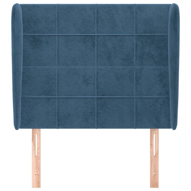 vidaXL Hoofdbord met randen 83x23x118/128 cm fluweel donkerblauw