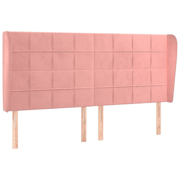 vidaXL Hoofdbord met randen 203x23x118/128 cm fluweel roze