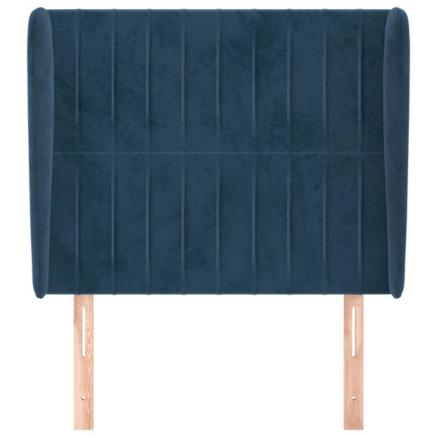 vidaXL Hoofdbord met randen 93x23x118/128 cm fluweel donkerblauw