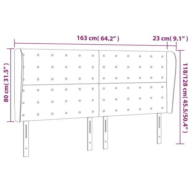 vidaXL Hoofdbord met randen 163x23x118/128 cm kunstleer wit