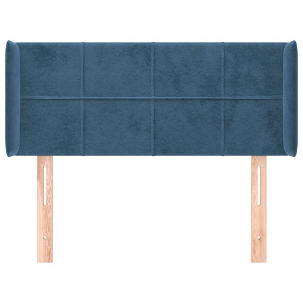 vidaXL Hoofdbord met randen 103x16x78/88 cm fluweel donkerblauw