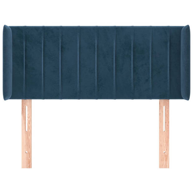 vidaXL Hoofdbord met randen 103x16x78/88 cm fluweel donkerblauw