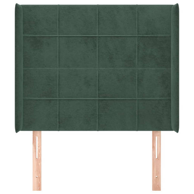 vidaXL Hoofdbord met randen 83x16x118/128 cm fluweel groen