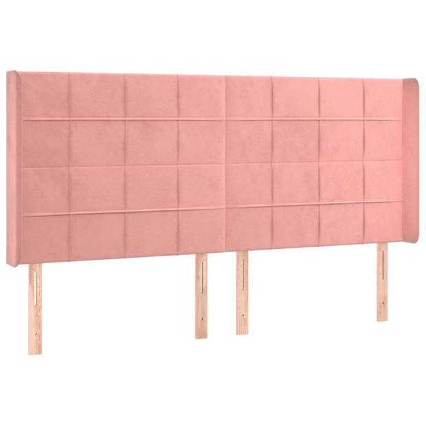 vidaXL Hoofdbord met randen 163x16x118/128 cm fluweel roze