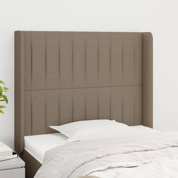 vidaXL Hoofdbord met randen 83x16x118/128 cm stof taupe