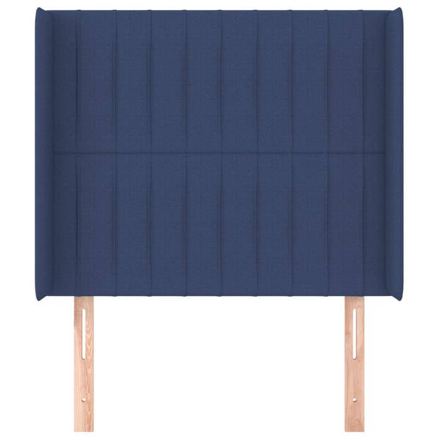 vidaXL Hoofdbord met randen 93x16x118/128 cm stof blauw