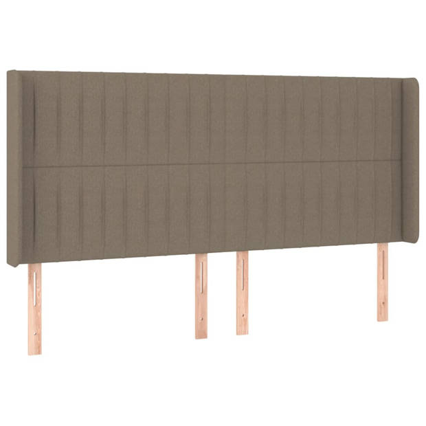 vidaXL Hoofdbord met randen 203x16x118/128 cm stof taupe