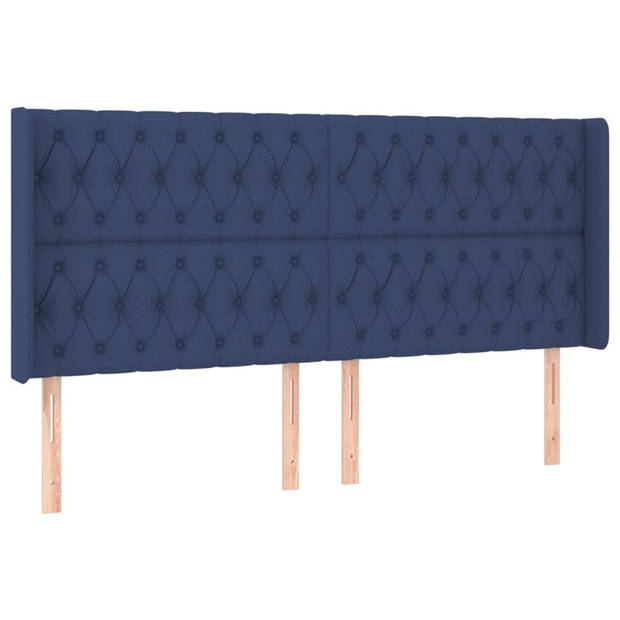 vidaXL Hoofdbord met randen 183x16x118/128 cm stof blauw