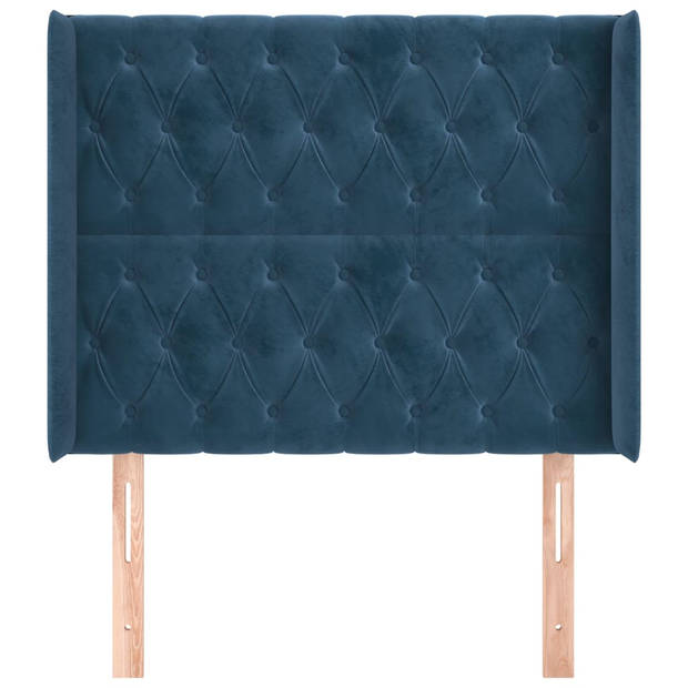 vidaXL Hoofdbord met randen 103x16x118/128 cm fluweel donkerblauw