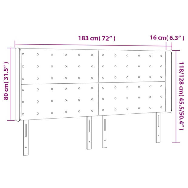 vidaXL Hoofdbord LED 183x16x118/128 cm fluweel zwart