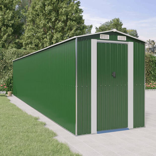 The Living Store Tuinschuur Gegalvaniseerd Staal - 192x938x223 cm - Groen