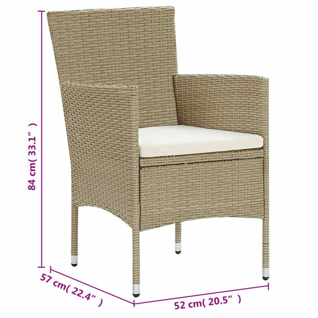 vidaXL 11-delige Tuinset poly rattan beige