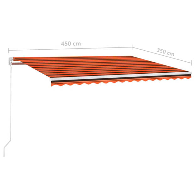 vidaXL Luifel handmatig uittrekbaar 450x350 cm oranje en bruin