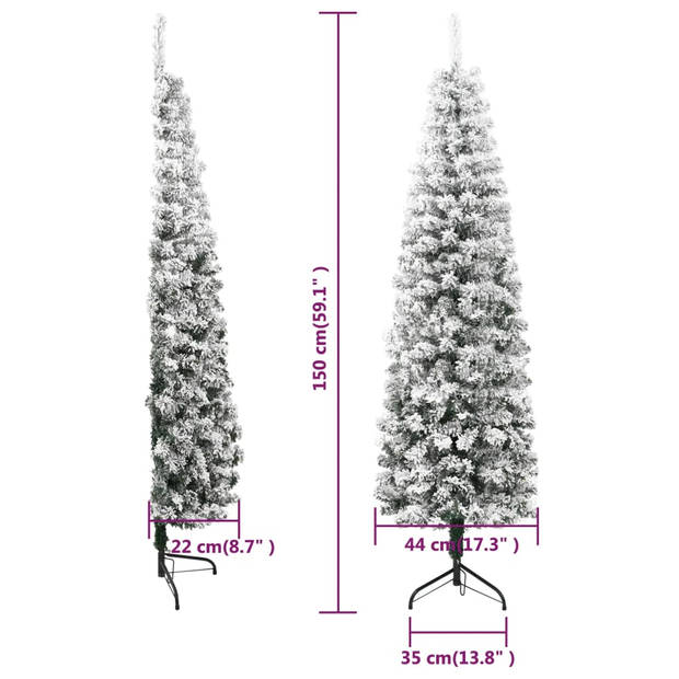 vidaXL Kunstkerstboom half met sneeuw smal 150 cm