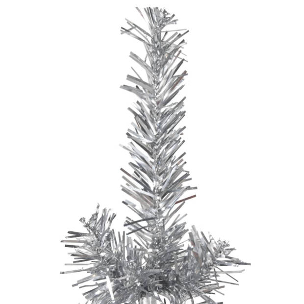 The Living Store Kunstkerstboom - Halve Boom - Levensecht PVC - Ruimtebesparend - Zilver - 56cm Breed - 210cm Hoog -