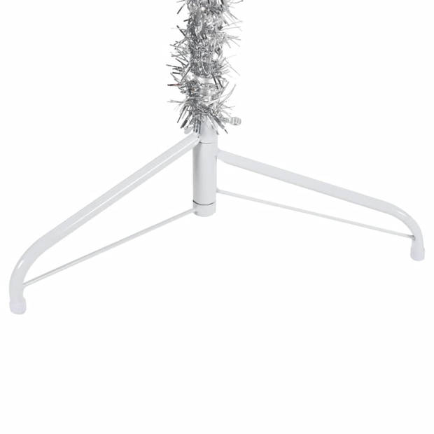 The Living Store Kunstkerstboom - Halve Boom - Levensecht PVC - Ruimtebesparend - Zilver - 56cm Breed - 210cm Hoog -