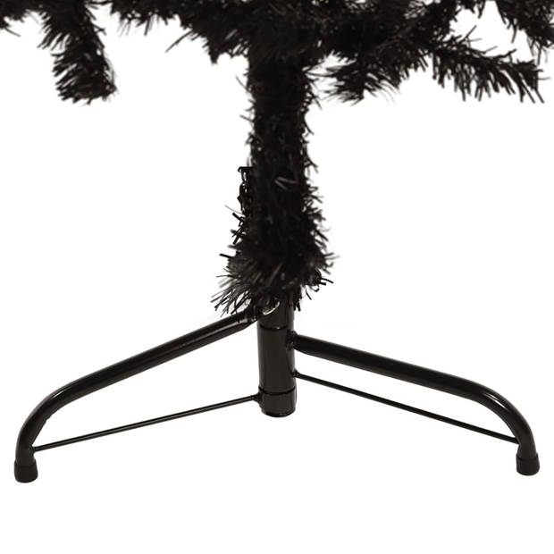 vidaXL Kunstkerstboom half met standaard smal 120 cm zwart