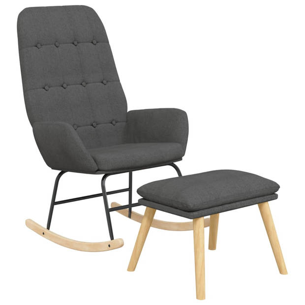 The Living Store Schommelstoel Donkergrijs - Relaxstoel met voetenbank - 70 x 79 x 101 cm - Comfortabel en Duurzaam