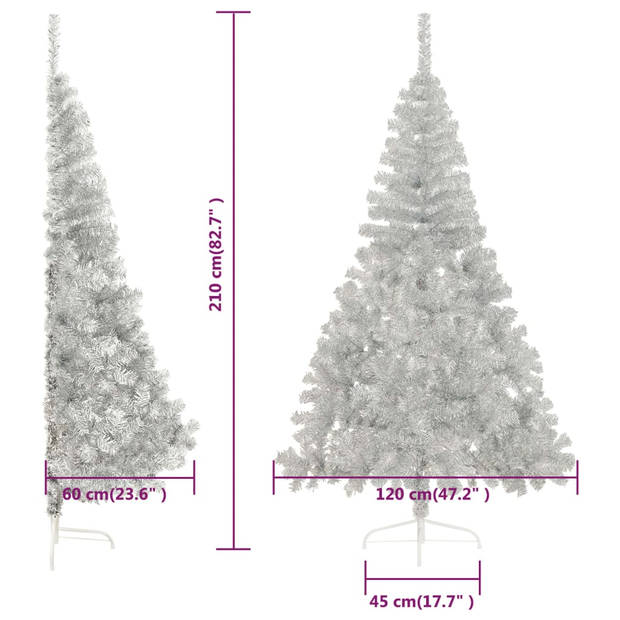 The Living Store Kunstkerstboom 210 cm - Zilver - Halfrond - 605 takken