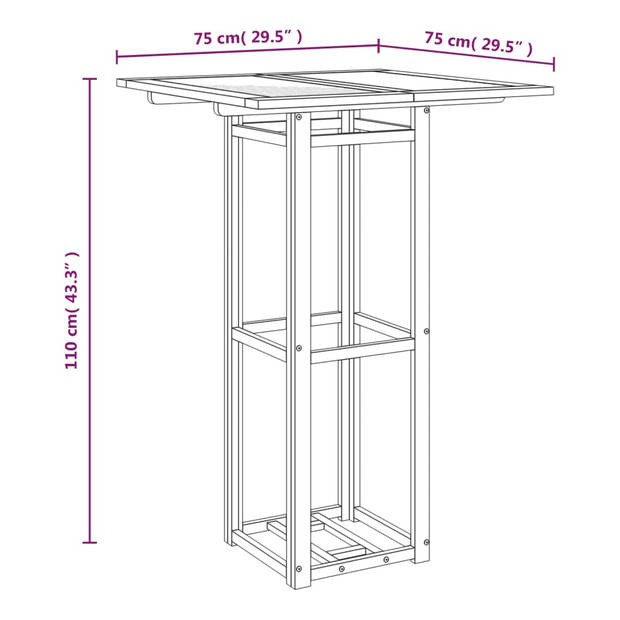 vidaXL Bistrotafel 75x75x110 cm massief acaciahout