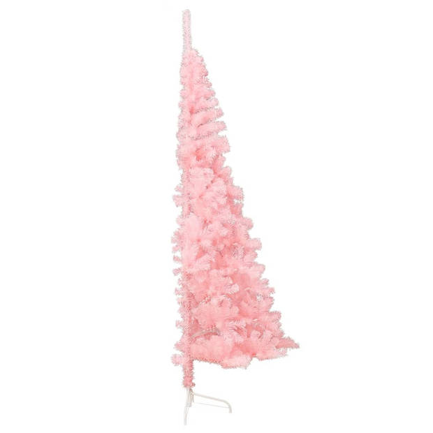 The Living Store Kunstkerstboom met standaard half 180 cm PVC roze - Decoratieve kerstboom