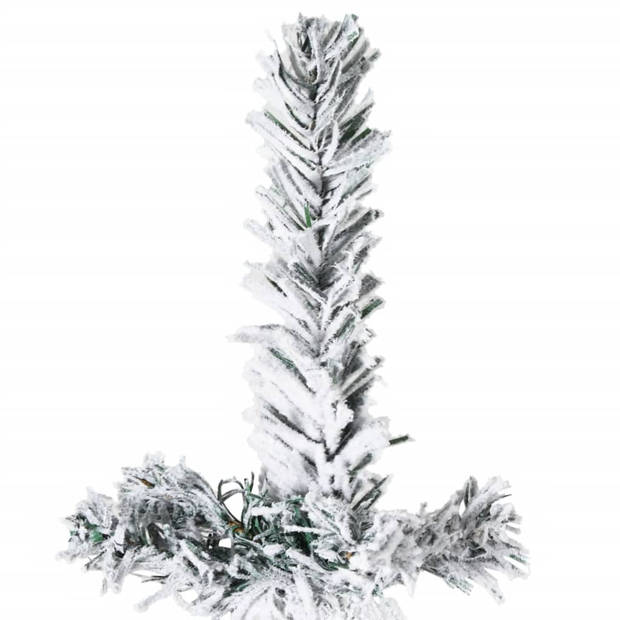 The Living Store Kunstkerstboom - Smalle halve boom - Groen en wit - PVC - 55x210 cm