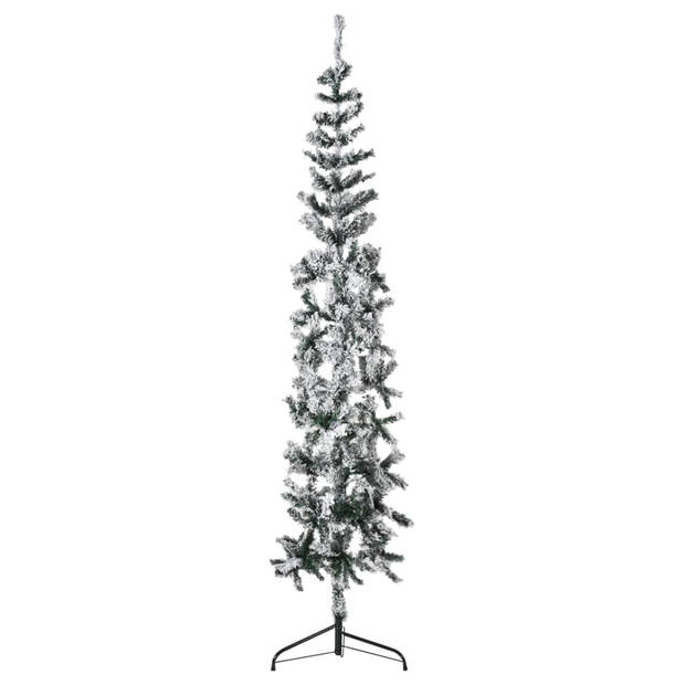 The Living Store Smalle kunstkerstboom met witte sneeuwblokken - 240 cm - PVC - Ruimtebesparend