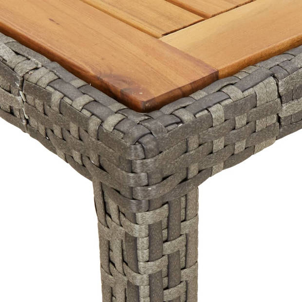 vidaXL Tuintafel 90x90x75 cm poly rattan en acaciahout grijs