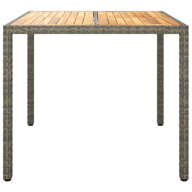 vidaXL Tuintafel 90x90x75 cm poly rattan en acaciahout grijs