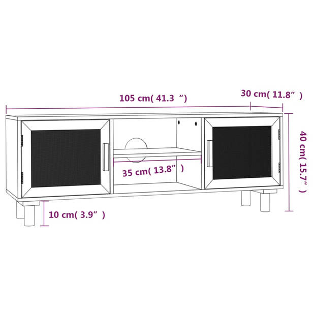 The Living Store TV Kast - Klassieke - Meubel - 105x30x40 cm - Bruin hout