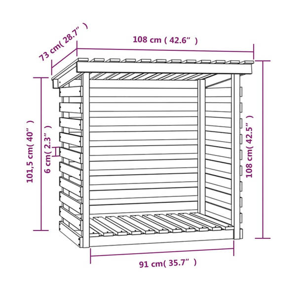 vidaXL Haardhoutrek 108x73x108 cm massief grenenhout wit