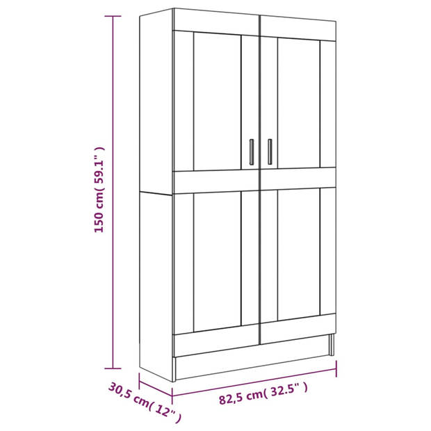 The Living Store Boekenkast - Grijs Sonoma Eiken - 82.5 x 30.5 x 150 cm