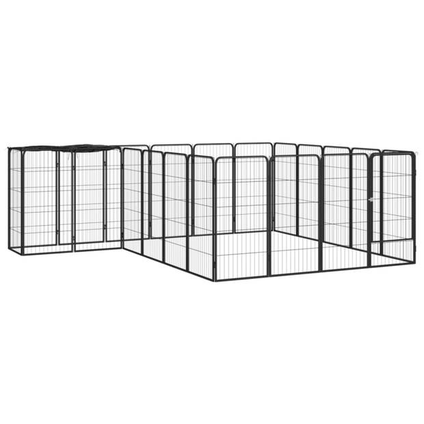 vidaXL Hondenkennel 22 panelen 50x100 cm gepoedercoat staal zwart