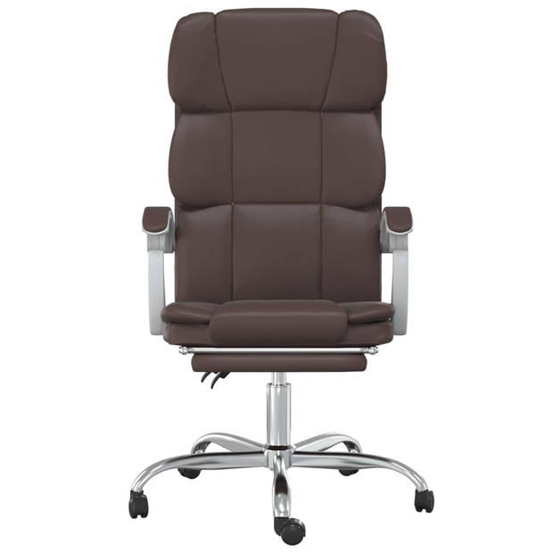 The Living Store bureaustoel Verstelbare rugleuning en voetensteun - Bruin - 63x56x(112.5-122)cm - Trendy design