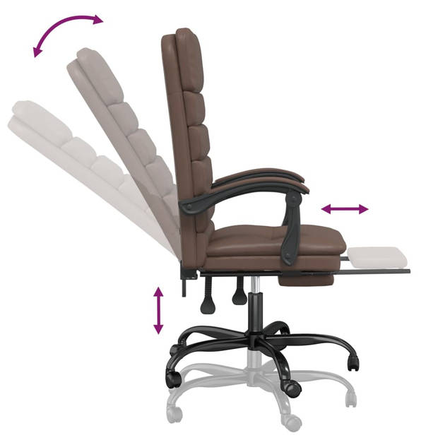 vidaXL Kantoorstoel massage verstelbaar kunstleer bruin