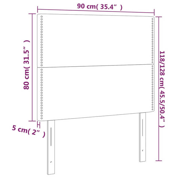 vidaXL Hoofdborden 2 st 90x5x78/88 cm fluweel donkergrijs