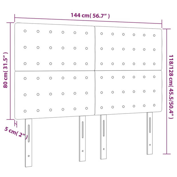 The Living Store Hoofdbord Comfort - Hoofdbord - Zwart - 144x5x118/128 cm - Verstelbare Hoogte - Duurzaam Materiaal -