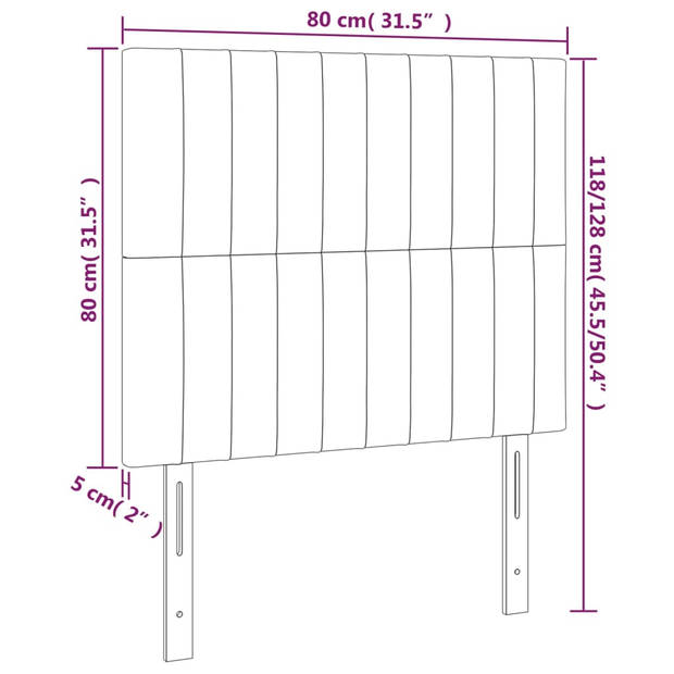 vidaXL Hoofdborden 2 st 80x5x78/88 cm fluweel lichtgrijs