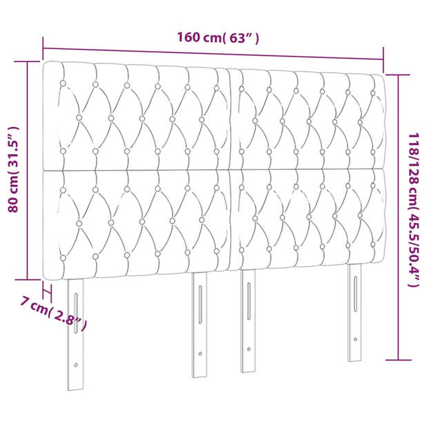 vidaXL Hoofdborden 4 st 80x7x78/88 cm stof lichtgrijs