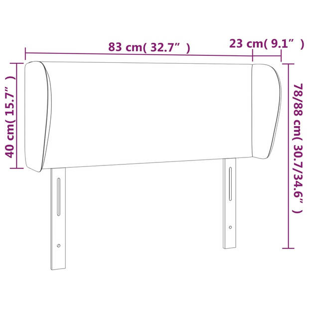 vidaXL Hoofdbord met randen 83x23x78/88 cm kunstleer zwart