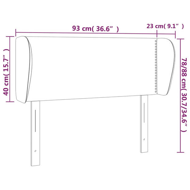 vidaXL Hoofdbord met randen 93x23x78/88 cm stof blauw