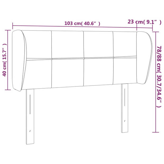 vidaXL Hoofdbord met randen 103x23x78/88 cm stof donkergrijs