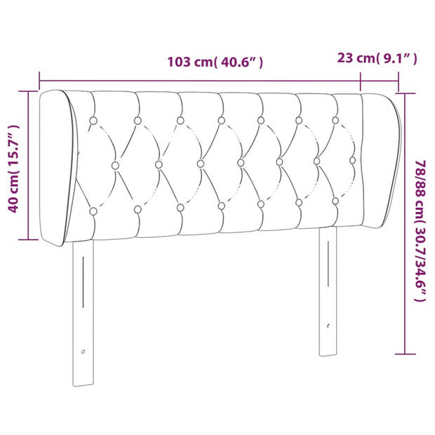 vidaXL Hoofdbord met randen 103x23x78/88 cm fluweel donkerblauw