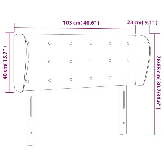 The Living Store Hoofdbord - Hoofdbord - 103 x 23 x 78/88 cm - Donkergrijs